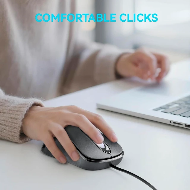 Alt view image 2 of 7 - 5pack Classic Wired Office Mouse Ergonomic USB Optical 3-Button 1000 DPI Comfortable Durable for Windows Mac Laptop Desktop Black