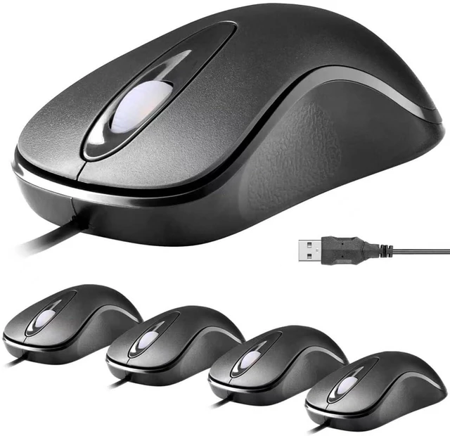 Main image of 5pack Classic Wired Office Mouse Ergonomic USB Optical 3-Button 1000 DPI Comfortable Durable for Windows Mac Laptop Desktop Black