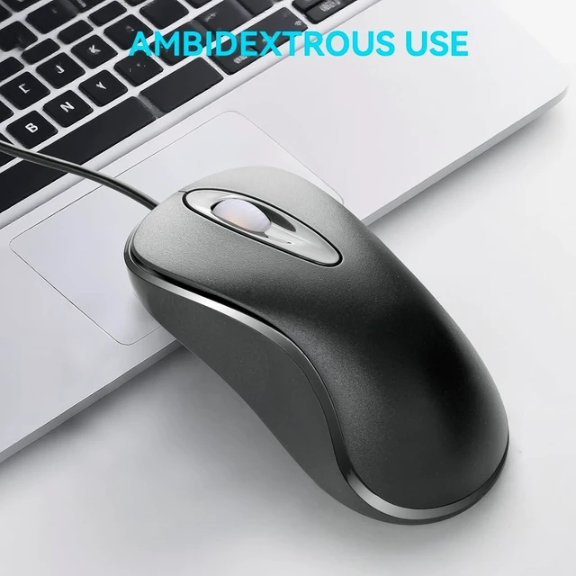 Alt view image 5 of 7 - 5pack Classic Wired Office Mouse Ergonomic USB Optical 3-Button 1000 DPI Comfortable Durable for Windows Mac Laptop Desktop Black