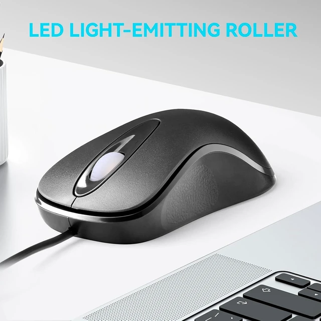 Alt view image 7 of 7 - 5pack Classic Wired Office Mouse Ergonomic USB Optical 3-Button 1000 DPI Comfortable Durable for Windows Mac Laptop Desktop Black