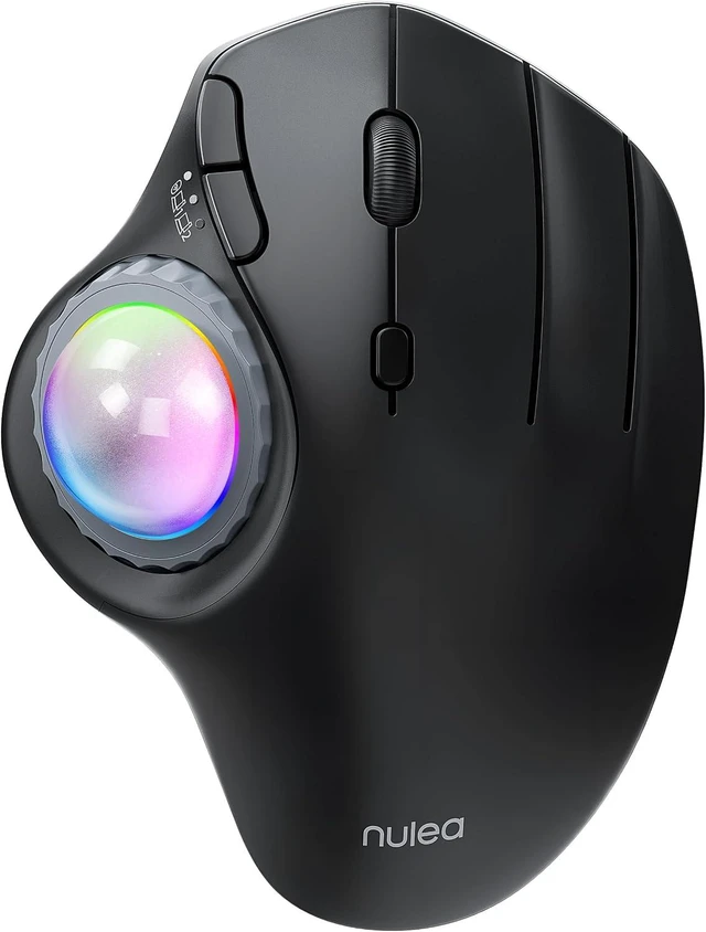 Main image of Nulea M508 Wireless Trackball Mouse, Ergonomic Mouse with RGB Thumb Control
