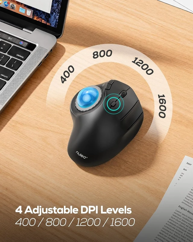 Alt view image 6 of 7 - Nulea M508 Wireless Trackball Mouse, Ergonomic Mouse with RGB Thumb Control