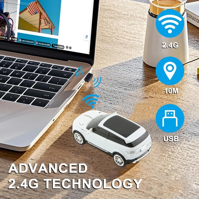 Alt view image 2 of 6 - CHUYI Cool SUV Car Shaped Wireless Mouse 1600 DPI Optical Cordless Mice with USB Receiver for Office School Travel for PC Computer Laptop Gift (White-1 Pack)