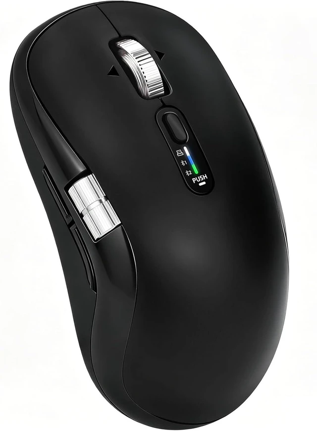 Main image of Wireless Bluetooth Multi-Device mouse with 7 Programmable Buttons(Mac/Windows), 4-way Navigation Scroll, 5 level DPI, Side Scroll, Quiet Click Mice for Computer, Laptop, PC, iPad, Tablet, MacBook.