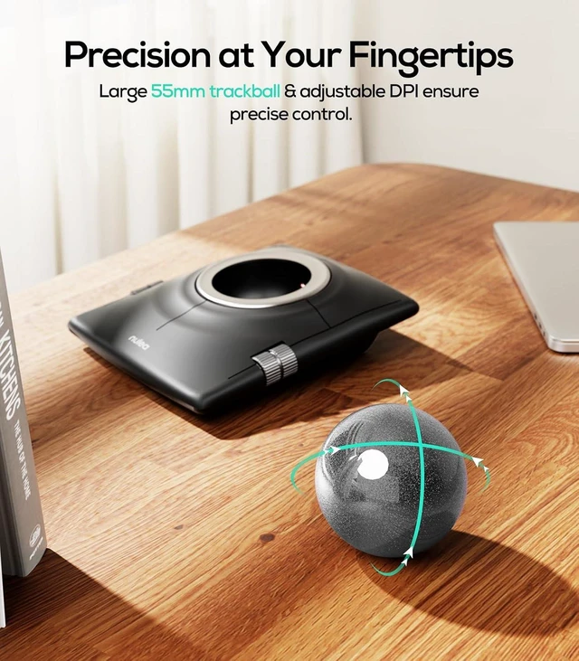 Alt view image 2 of 7 - Nulea Wireless Trackball Mouse Ergonomic 55mm Large Ball Ambidextrous