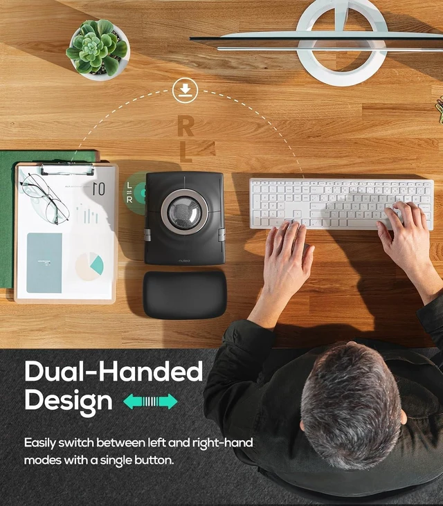 Alt view image 4 of 7 - Nulea Wireless Trackball Mouse Ergonomic 55mm Large Ball Ambidextrous