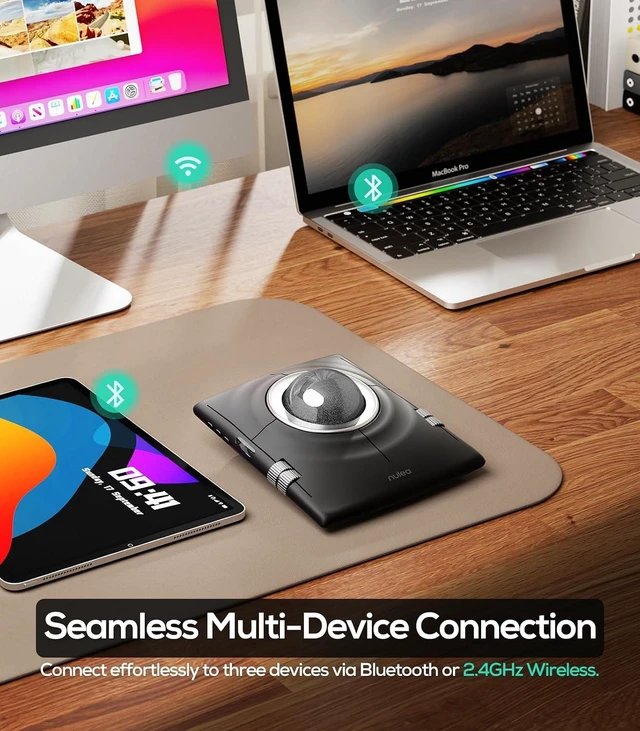 Alt view image 5 of 7 - Nulea Wireless Trackball Mouse Ergonomic 55mm Large Ball Ambidextrous