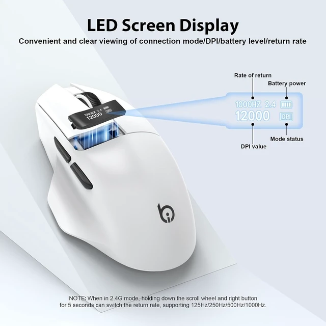 Alt view image 6 of 7 - G9Pro Wireless Bluetooth Mouse with LED Screen Display