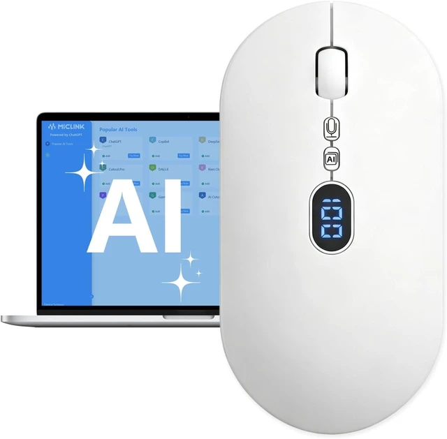 Main image of Ai Mouse with Voice Typing & ChatGPT Smart Mouse TriMode(W30White)