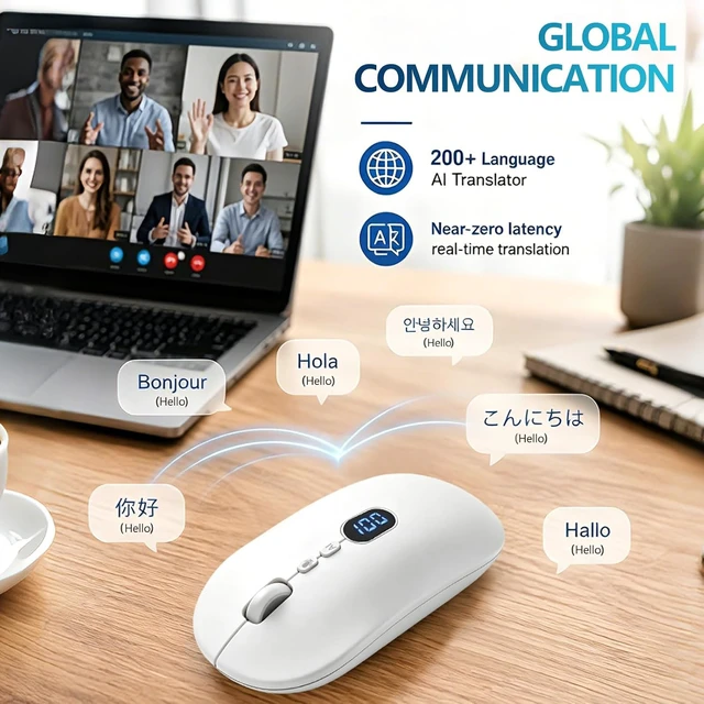 Alt view image 4 of 7 - Ai Mouse with Voice Typing & ChatGPT Smart Mouse TriMode(W30White)