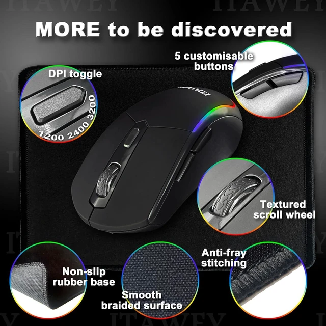 Alt view image 5 of 7 - Bluetooth LED Mouse + Pad Combo