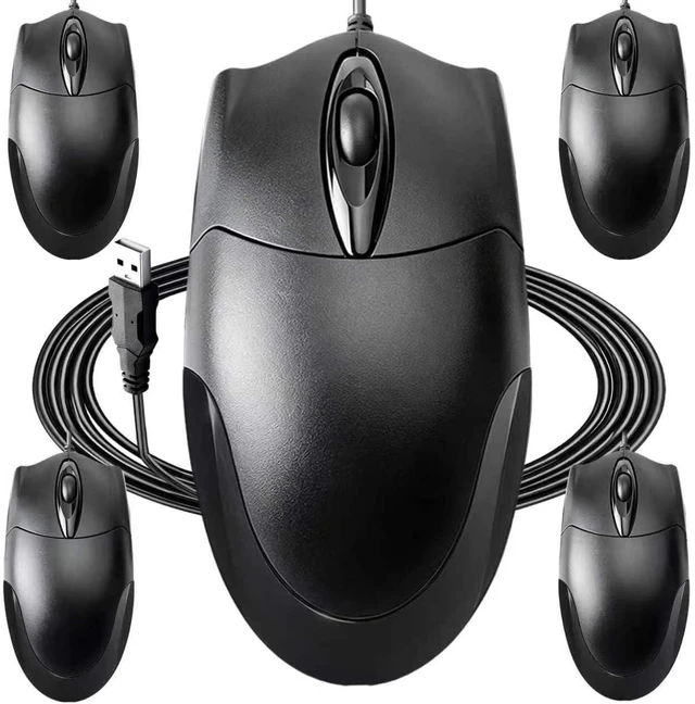 Main image of 5 Pack Wired USB Computer Mouse, Ergonomic, 1200 DPI Optical