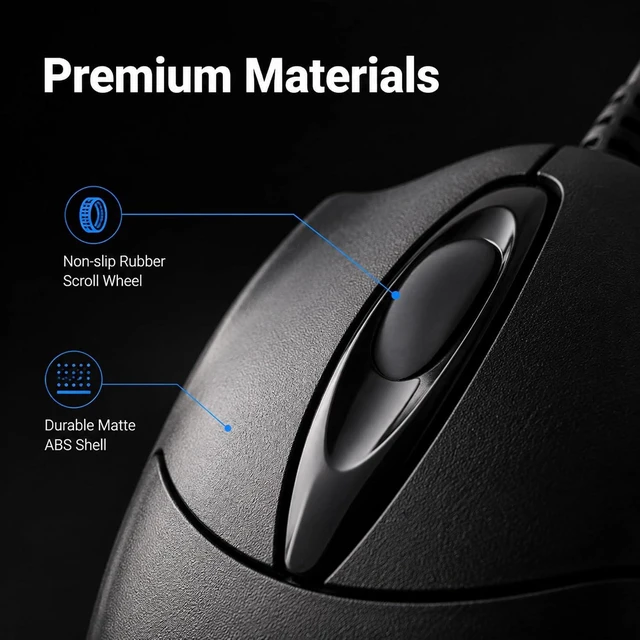 Alt view image 5 of 7 - 5 Pack Wired USB Computer Mouse, Ergonomic, 1200 DPI Optical