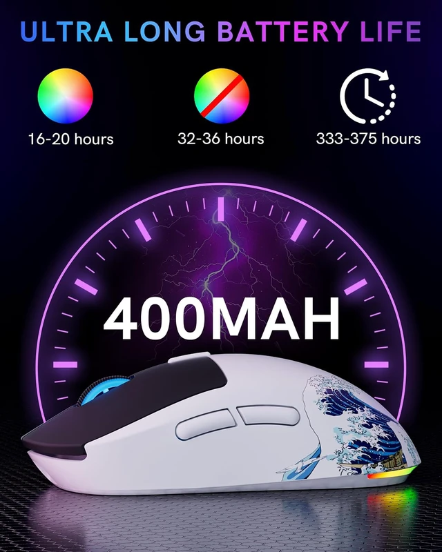 Alt view image 5 of 7 - G57 wireless gaming mouse 80g tri-mode 2.4G BT USB-C