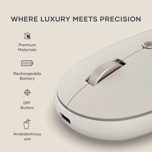 Alt view image 2 of 7 - Satechi OntheGo Bluetooth Mouse, Connect Up to 3 Devices, for Laptop, Sand