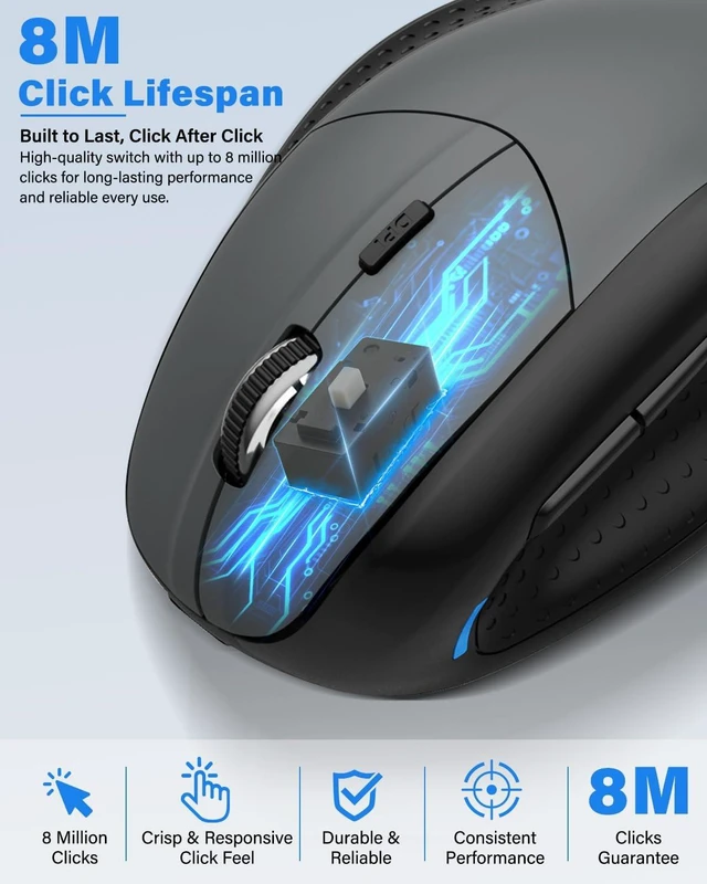 Alt view image 5 of 7 - X45 Ergonomic Vertical Mouse, Bluetooth & Wireless Mice, Quiet Clicks