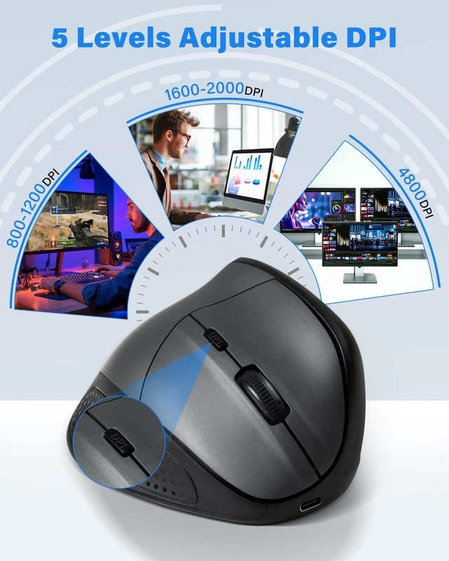 Alt view image 6 of 7 - X45 Ergonomic Vertical Mouse, Bluetooth & Wireless Mice, Quiet Clicks