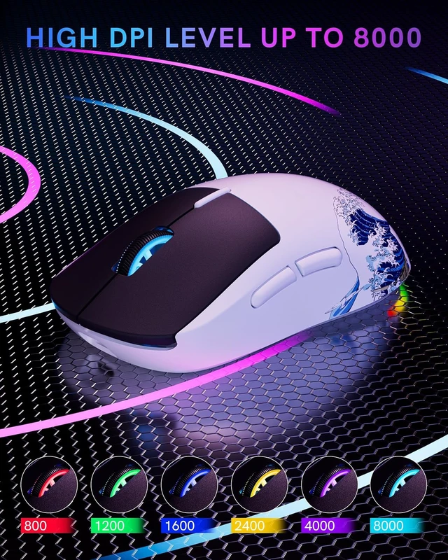 Alt view image 4 of 7 - G57 wireless gaming mouse 80g tri-mode 2.4G BT USB-C