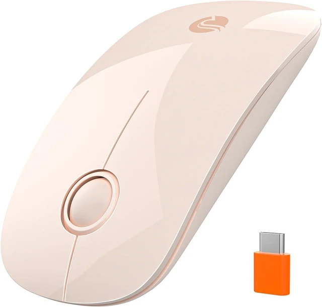 Main image of RAPIQUE USB C Wireless Mouse for MacBook, 2.4GHz USB-C Receiver, Flesh Pink