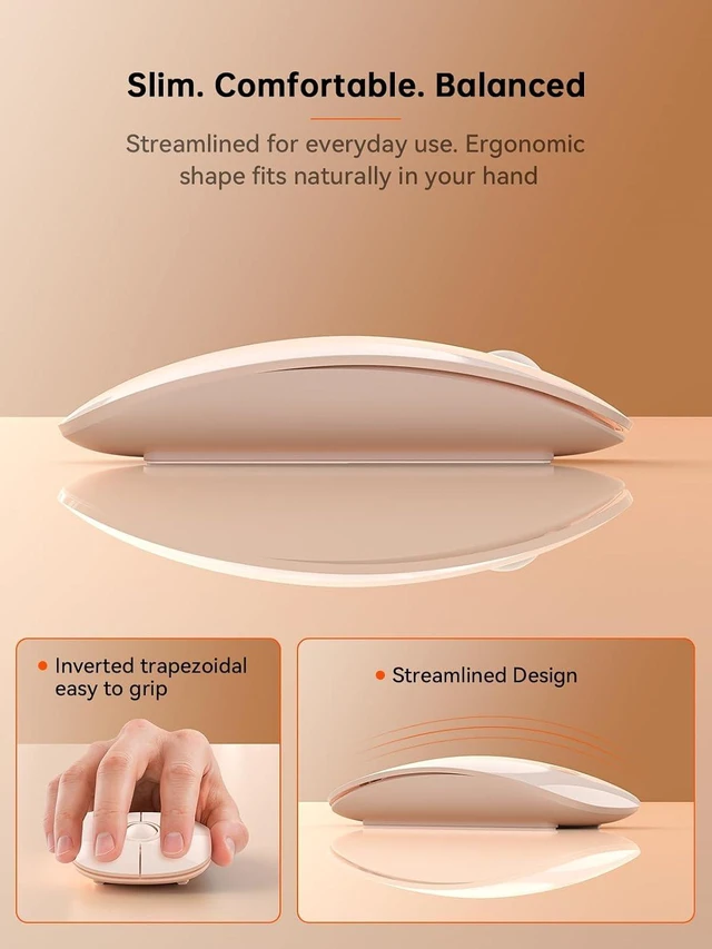 Alt view image 4 of 7 - RAPIQUE USB C Wireless Mouse for MacBook, 2.4GHz USB-C Receiver, Flesh Pink
