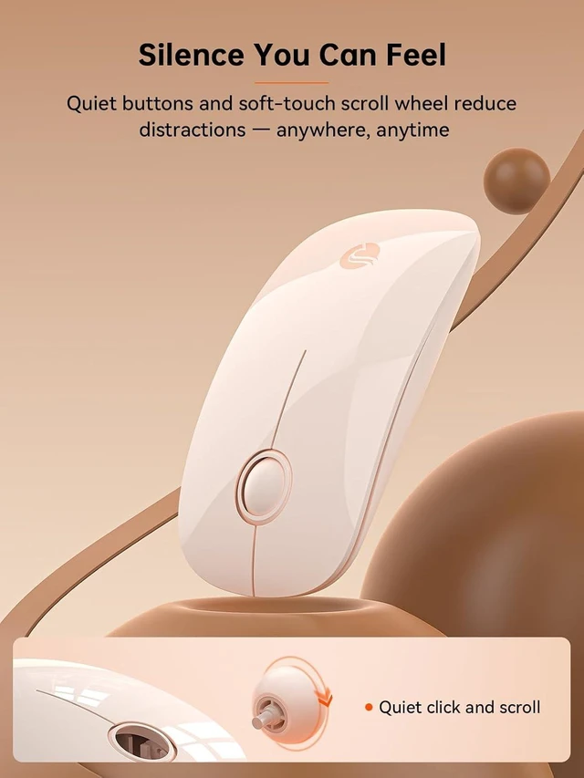 Alt view image 5 of 7 - RAPIQUE USB C Wireless Mouse for MacBook, 2.4GHz USB-C Receiver, Flesh Pink