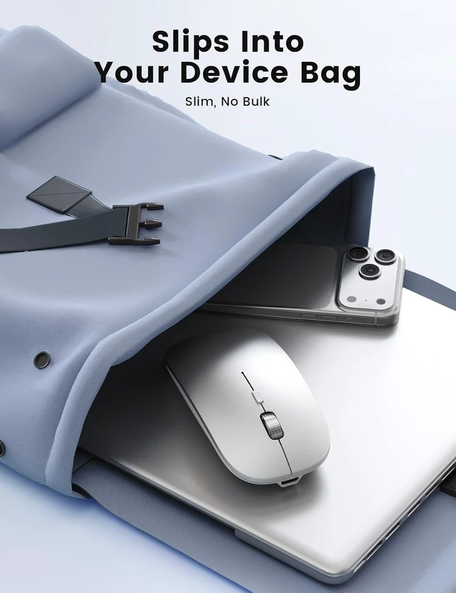 Alt view image 4 of 7 - Wireless Mouse for MacBook, Bluetooth Mice Laptop Mac Pro PC iPad Tri-Mode