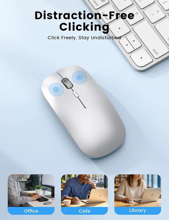 Alt view image 5 of 7 - Wireless Mouse for MacBook, Bluetooth Mice Laptop Mac Pro PC iPad Tri-Mode