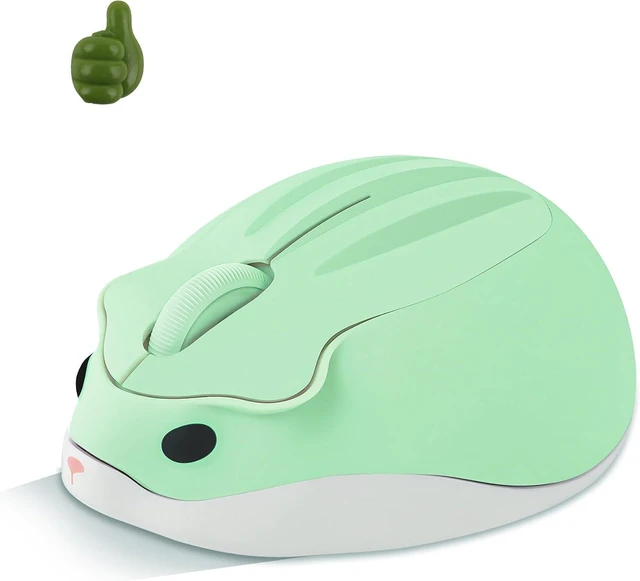 Main image of elec Space Cute Animal Hamster Shape Wireless Mouse - Silent, 3-Button Design for Laptop & PC; Includes Random Color Cable Clip - Perfect Computer Mouse-Green