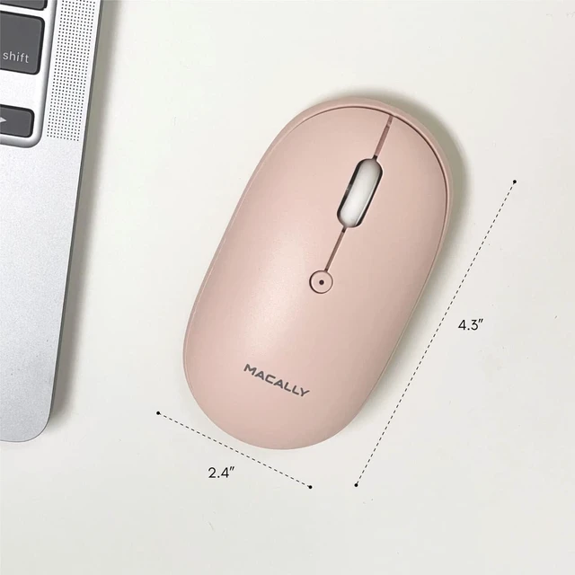 Alt view image 7 of 7 - Macally Wireless Bluetooth Mouse - Quiet, Comfortable, Rechargeable for MacBook Air/Pro, Mac, iMac, Apple iPad - Computer Wireless Mouse for Laptop, Windows PC Desktop - Pink
