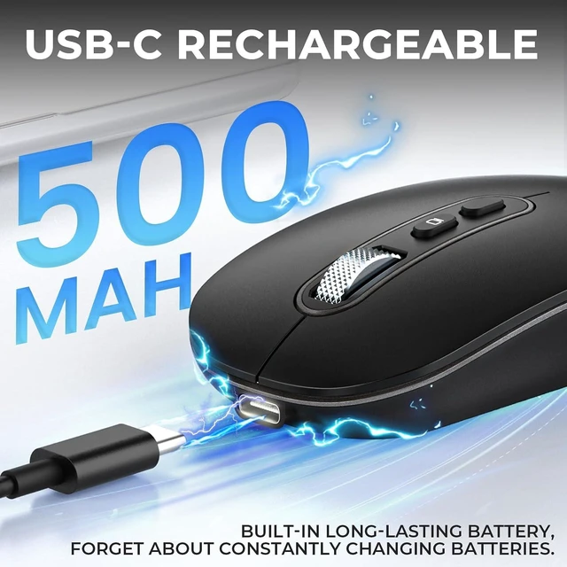 Alt view image 3 of 7 - Rechargeable USB C Wireless Mouse, Bluetooth & 2.4G for MacBook Air/Pro