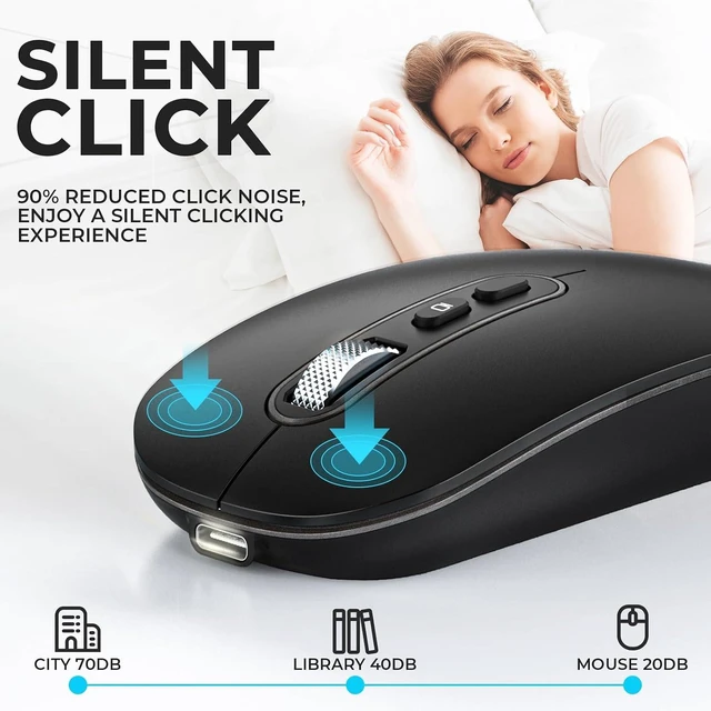 Alt view image 5 of 7 - Rechargeable USB C Wireless Mouse, Bluetooth & 2.4G for MacBook Air/Pro