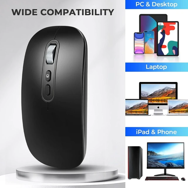 Alt view image 6 of 7 - Rechargeable USB C Wireless Mouse, Bluetooth & 2.4G for MacBook Air/Pro