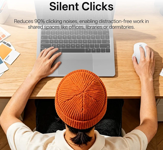 Alt view image 4 of 7 - Rapoo M680 Wireless Mouse - for Small to Medium Hands, Bluetooth 5.0/4.0 + 2.4GHz Tri-Mode Multi-Device Mouse, Free-Spin Scroll, Horizontal Wheel, Silent Clicks, 4800 DPI, 2-Year Battery