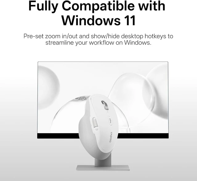 Alt view image 6 of 7 - Rapoo M680 Wireless Mouse - for Small to Medium Hands, Bluetooth 5.0/4.0 + 2.4GHz Tri-Mode Multi-Device Mouse, Free-Spin Scroll, Horizontal Wheel, Silent Clicks, 4800 DPI, 2-Year Battery