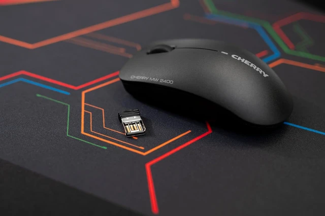 Alt view image 5 of 6 - Cherry MW 2400-3-Button Wireless Mouse - Symmetrical - Black - Nano USB Receiver - Optical Sensor - 1200 dpi - 2.4 GHz Technology - GS Approval
