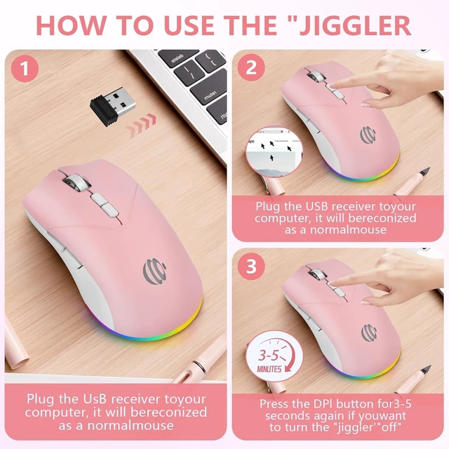 Alt view image 2 of 7 - Wireless Bluetooth Mouse, Rechargeable Mouse, LED Silent Dual Mode(Bluetooth 5.2 and 2.4G) Wireless Mouse for Laptop, PC, MacipadWide Compatibility RGB, Ergonomic, Portable,3-Level 1600 DPI.