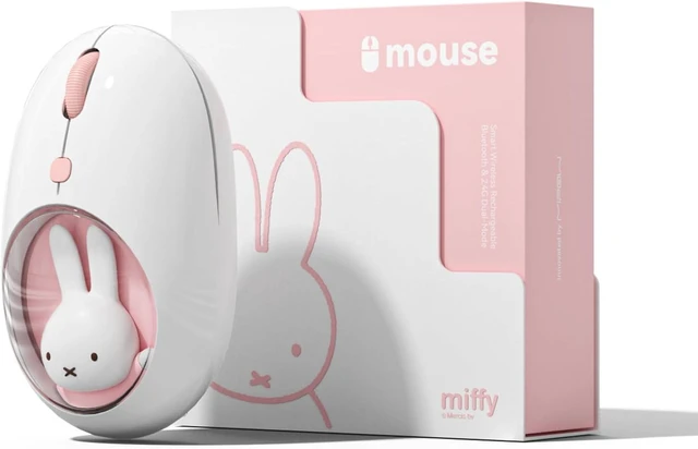 Main image of MIPOW×Miffy Bluetooth Wireless Mouse, Compact Portable for Laptops & Tablets. Smooth Tracking, Works with Windows & MacOS, Pale Pink