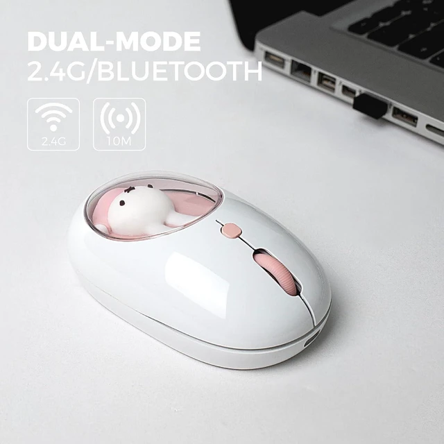 Alt view image 3 of 7 - MIPOW×Miffy Bluetooth Wireless Mouse, Compact Portable for Laptops & Tablets. Smooth Tracking, Works with Windows & MacOS, Pale Pink