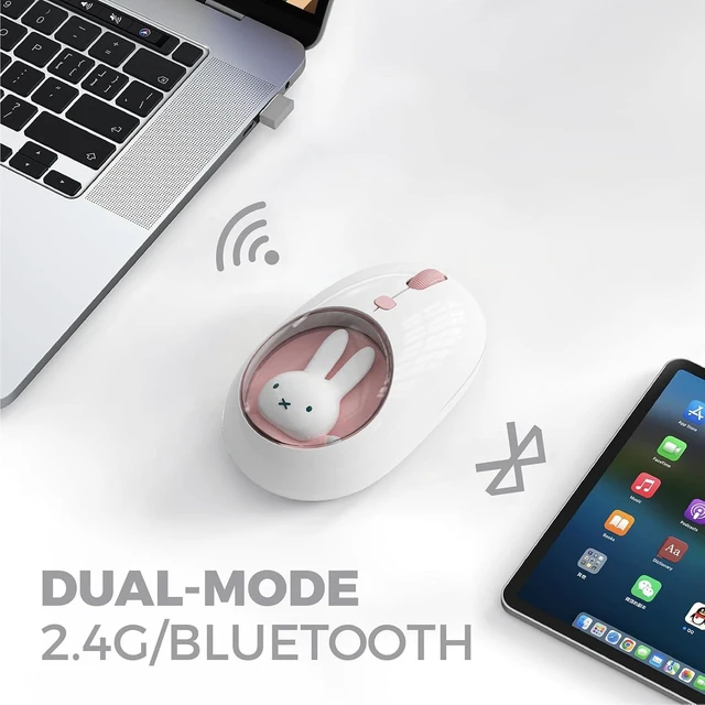 Alt view image 5 of 7 - MIPOW×Miffy Bluetooth Wireless Mouse, Compact Portable for Laptops & Tablets. Smooth Tracking, Works with Windows & MacOS, Pale Pink