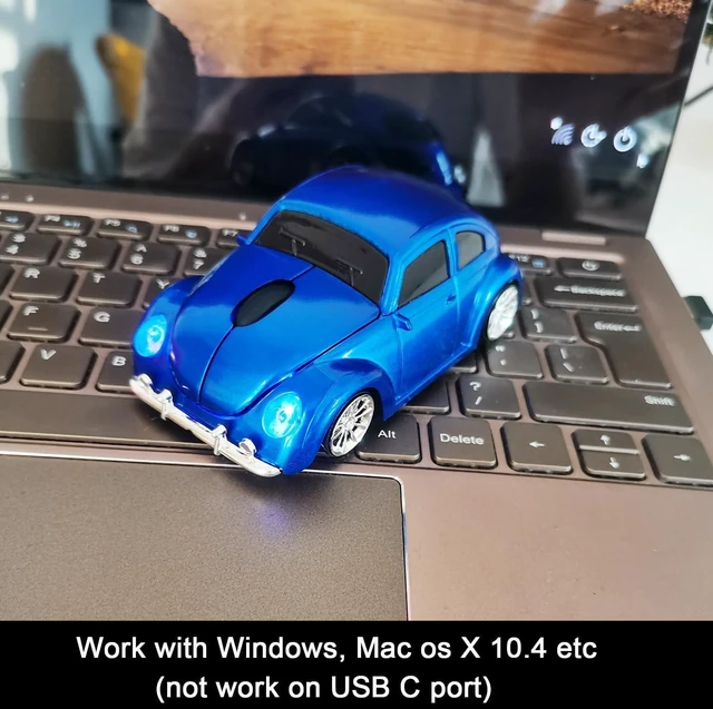 Alt view image 4 of 7 - Wireless Car Mouse, Funny Car Shaped Mouse 2.4GHz Optical Wireless Mice for Computer PC Notebook Laptop (Blue)