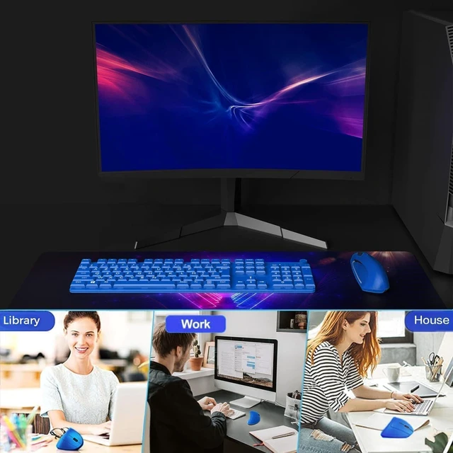Alt view image 5 of 5 - Ergonomic Mouse Wireless, Rechargeable Mouse Silent for Carpal Tunnel Right Hand, 2.4GHz USB Vertical Mouse Wireless for Laptop etc, 3 Adjustable 800/1200/1600 DPI, Blue