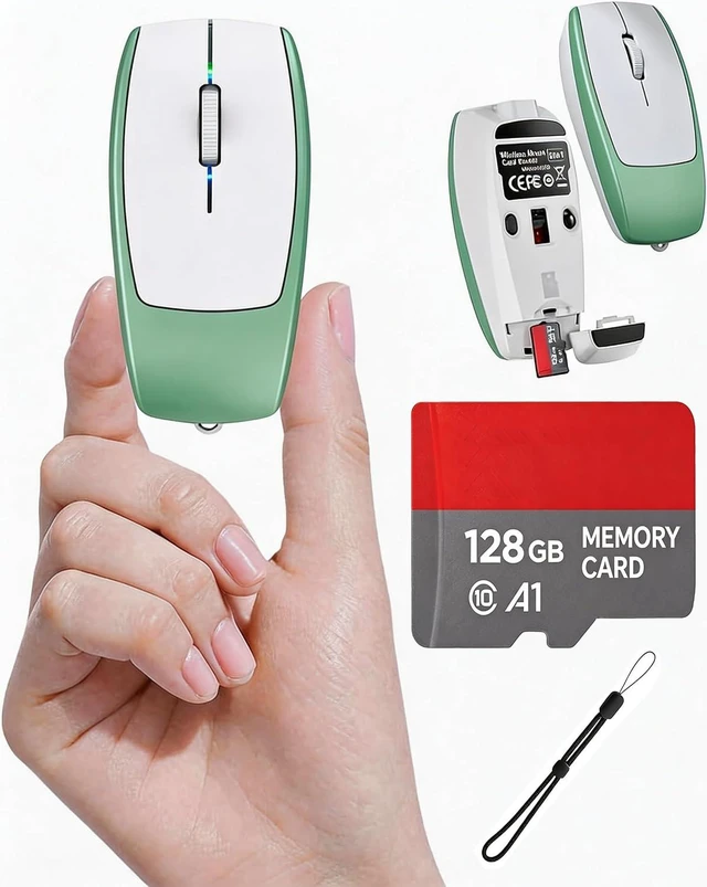 Main image of Wireless Mouse Mini Small Finger Bluetooth Mouse with TF Card Reader,Silent Pocket Portable Handheld Tiny Compact USB Travel Optical Mice for PC Laptop Computer Macbook Tablet Kids Women Men Gift