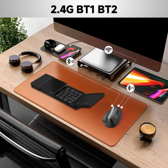 Alt view image 3 of 7 - New Dual Mode Ergonomic Mouse, Rechargeable Bluetooth Vertical Ergo Mouse Wireless 5 Adjustable DPI, Silent 2.4GHz Optical Carpal Tunnel Mouse for Compatible with Laptop, PC(Right Hand)