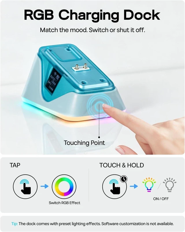 Alt view image 6 of 7 - EPOMAKER NEX Lite Wireless Gaming Mouse w/Screens & RGB Charging Dock