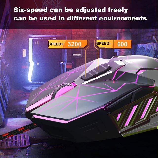 Alt view image 5 of 7 - MageGee G10 Gaming Mouse Wired, 7 Colors Breathing LED Backlit Gaming Mouse, 6 Adjustable Speeds, Ergonomic Optical Computer Mouse with 7 Buttons for Windows PC Gamers