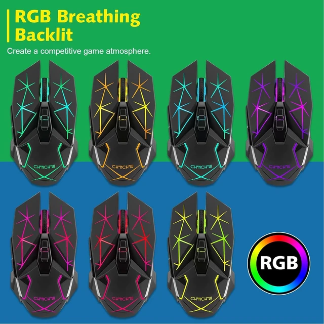 Alt view image 4 of 7 - Rechargeable Wireless Gaming Mouse with Light Up, 3200 DPI for PC Computer