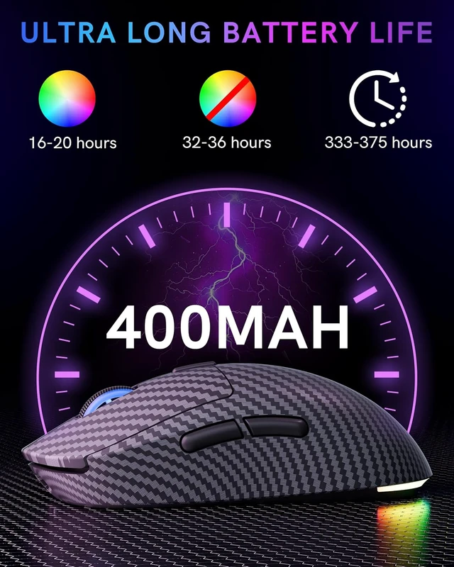 Alt view image 4 of 7 - G57 Wireless Gaming Mouse, 8000 DPI, Carbon Fiber Pattern