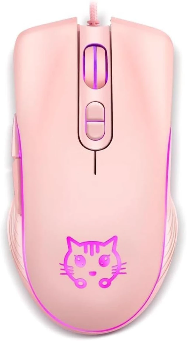 Alt view image 2 of 7 - Gaming Wired USB Mouse, 2400DPI 4 Adjustable Levels, Ergonomic Slient Mouse for PC/Desktop/Laptop - Pink Cat