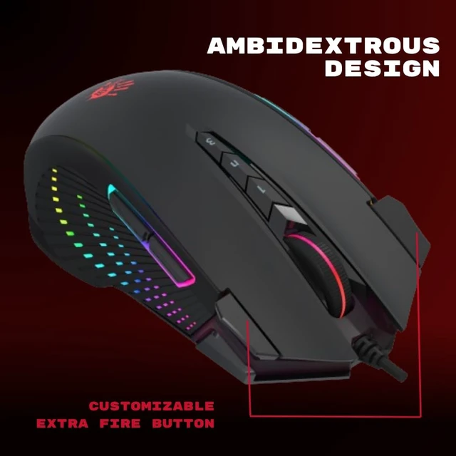 Alt view image 2 of 4 - Bloody J90s RGB Gaming Mouse, High Precision 8000 CPI, 150 IPS, 25g Acceleration, 12 Customizable Buttons, Ambidextrous