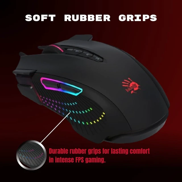 Alt view image 3 of 4 - Bloody J90s RGB Gaming Mouse, High Precision 8000 CPI, 150 IPS, 25g Acceleration, 12 Customizable Buttons, Ambidextrous